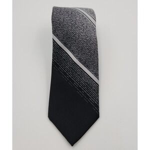 Austin Manor Pointed Neck Tie Men's‎ One Size Gray Black Striped Classic Formal